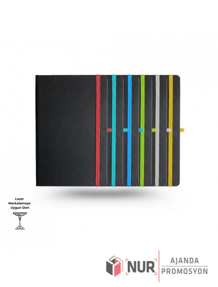 Termo Deri Kapaklı Lazer Baskıya Uygun Tarihsiz Lastikli Defter